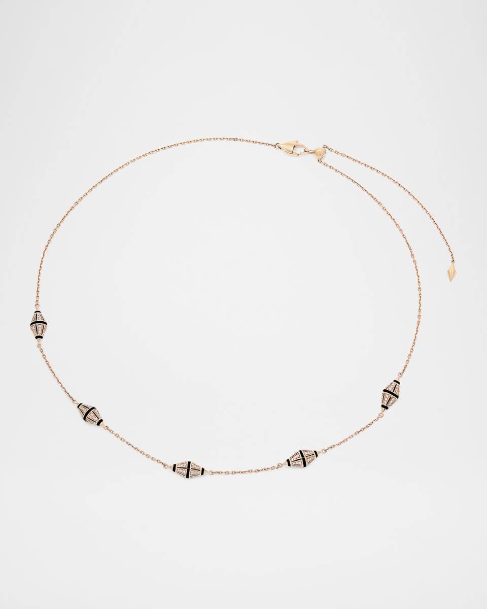 Merriyah 18K Yellow Gold Necklace with Black Ceramic and Diamonds